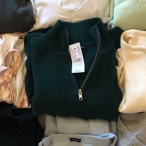 Brandy green quarter zip, reserved!